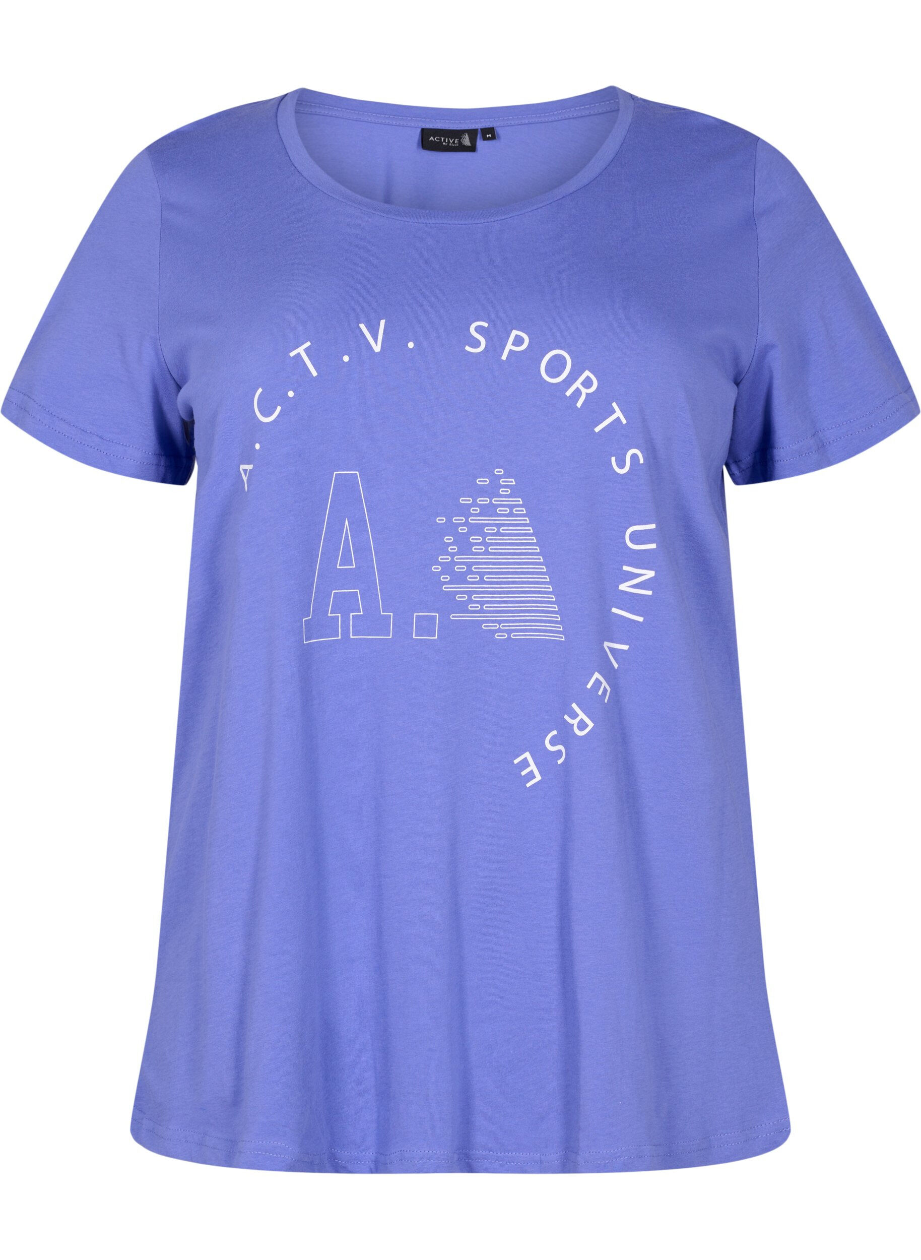 Zizzi Trainings-T-Shirt mit Print, Very Peri A.C.T.V, Packshot image number 0