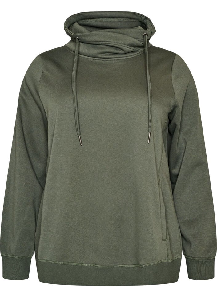 Sweatshirt mit Stehkragen und Taschen, Gr&uuml;n, Packshot image number 0