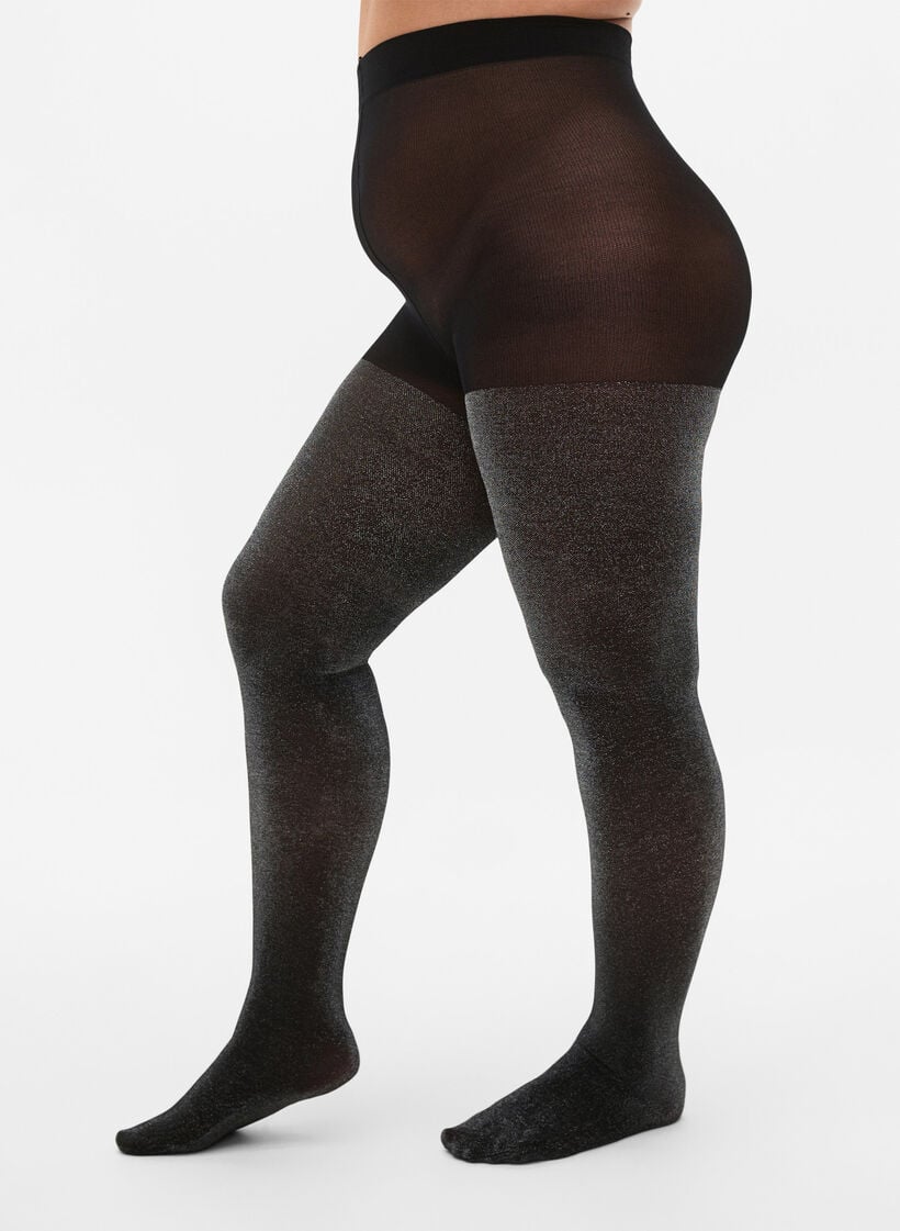 Glitzer Strumpfhose in 50 DEN, Schwarz, Model