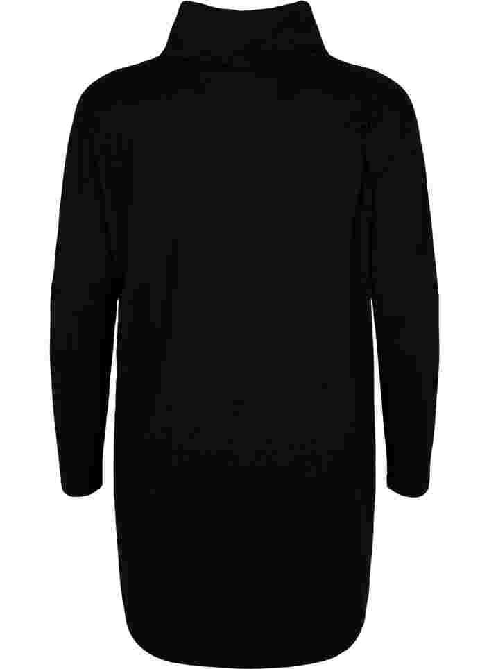 Tunika mit langen Ärmeln und hohem Kragen, Black, Packshot image number 1
