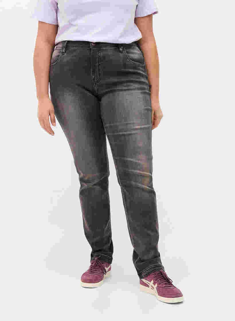 Slim Fit Emily Jeans mit normaler Taille, Dark Grey Denim, Model image number 3