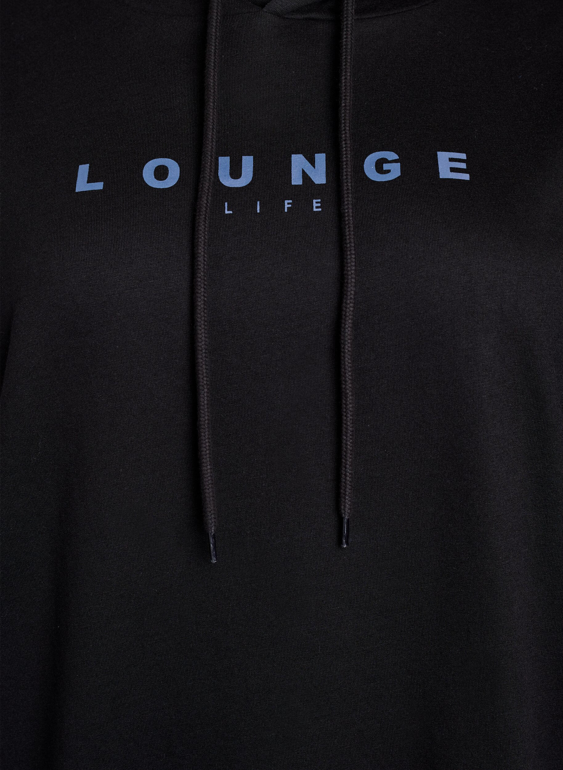 Zizzi Sweatshirt mit Kapuze und Aufdruck, Schwarz, Packshot image number 2