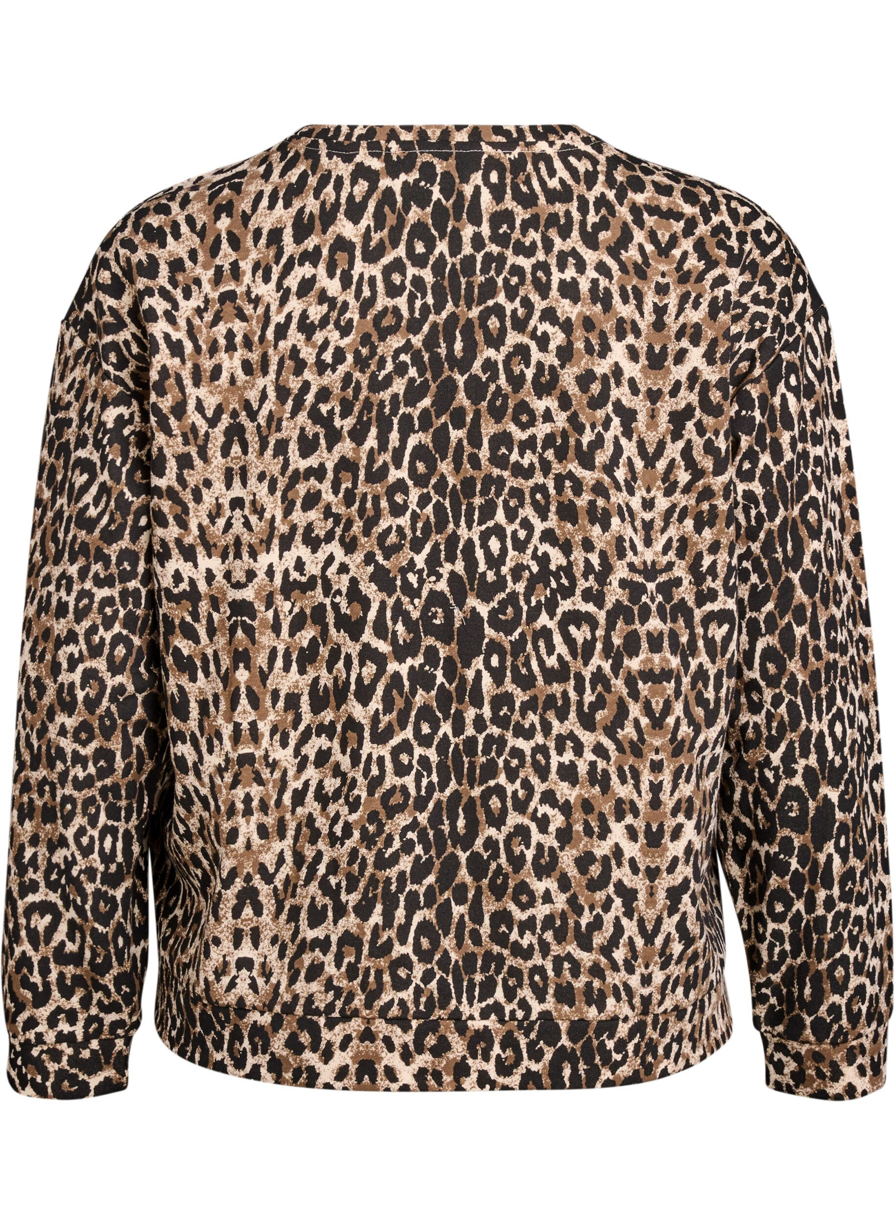 Zizzi Sweatshirt mit Leopardenmuster und Statement-Print, Braun, Packshot image number 1