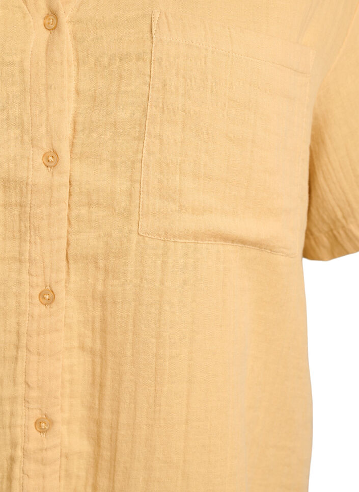 Bluse aus Baumwoll-Musselin mit kurzen &Auml;rmeln, Gelb, Packshot image number 2