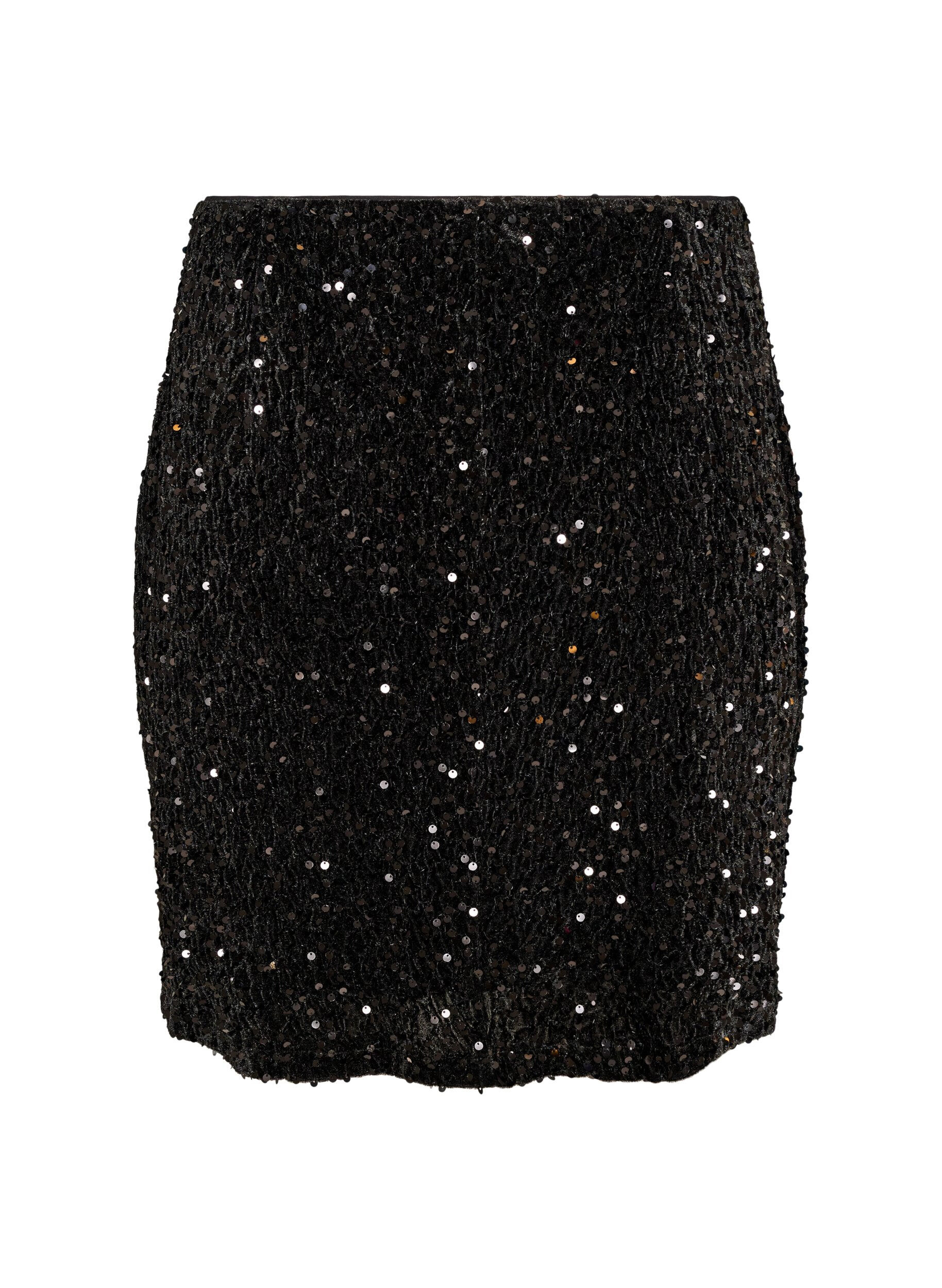 ZizziKurzer Rock mit Pailletten, Braun, Packshot image number 1