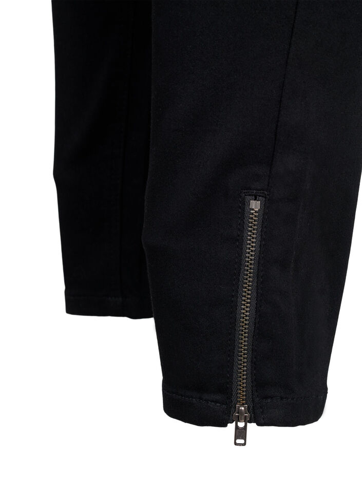 Cropped Amy Jeans mit Rei&szlig;verschluss, Schwarz, Packshot image number 3