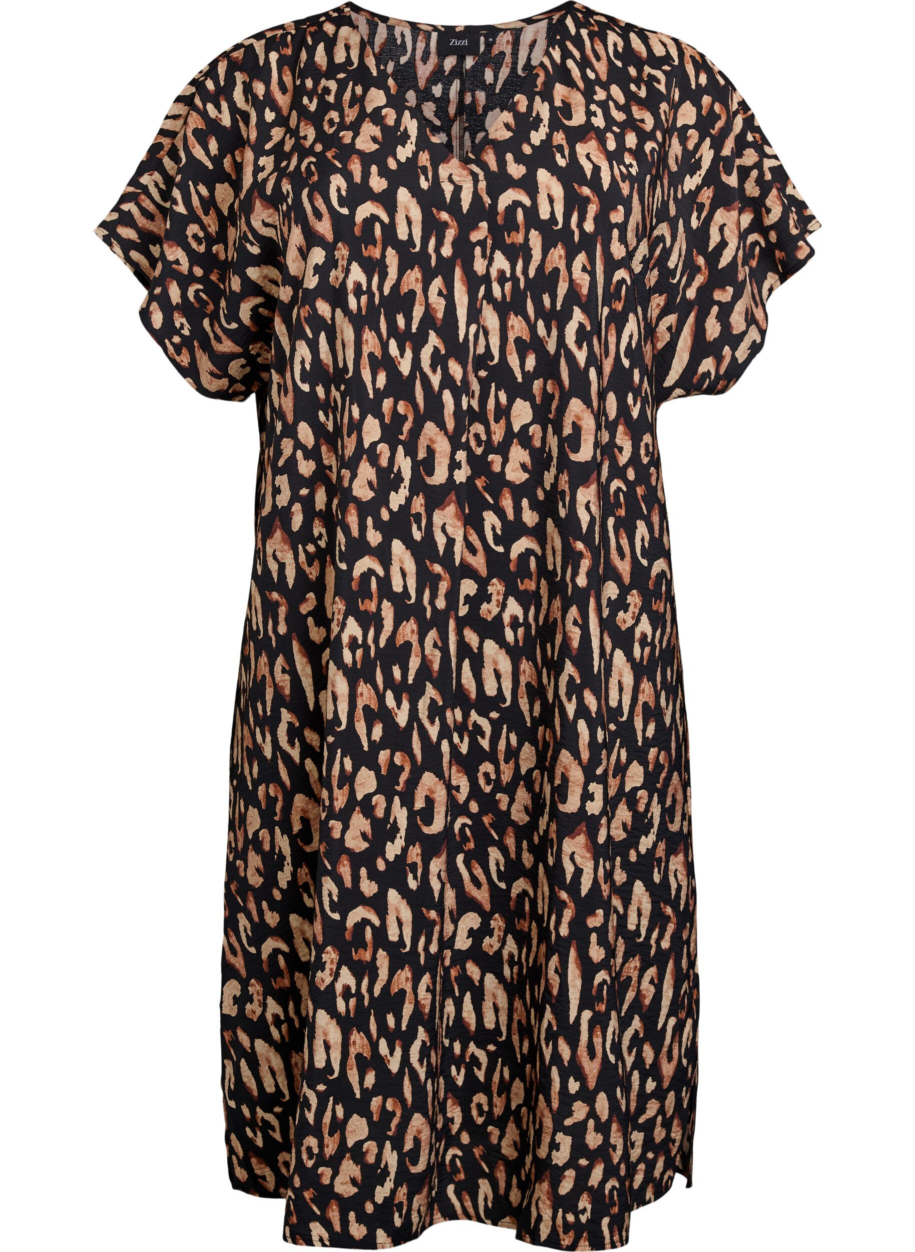 Zizzi Kleid aus Viskose mit V-Ausschnitt, Schwarz, Packshot image number 0