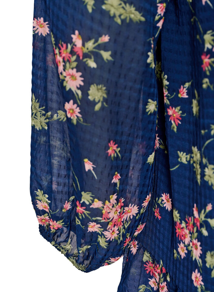 Gebl&uuml;mte A-Linien-Tunika, Blau, Packshot image number 3