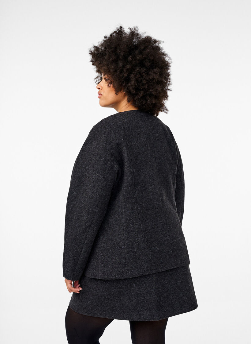 Taillierter Blazer, Dark Grey Melange, Model image number 1