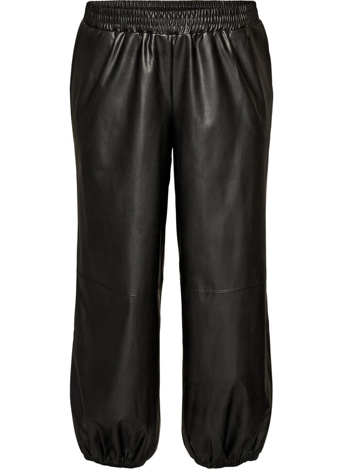 Ballonhose aus Kunstleder, Schwarz, Packshot image number 0