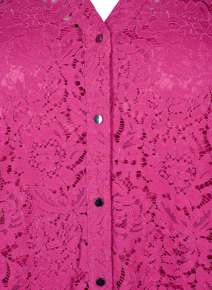 Spitzenkleid in A-Linie mit Knöpfen, Festival Fuchsia, Packshot image number 2