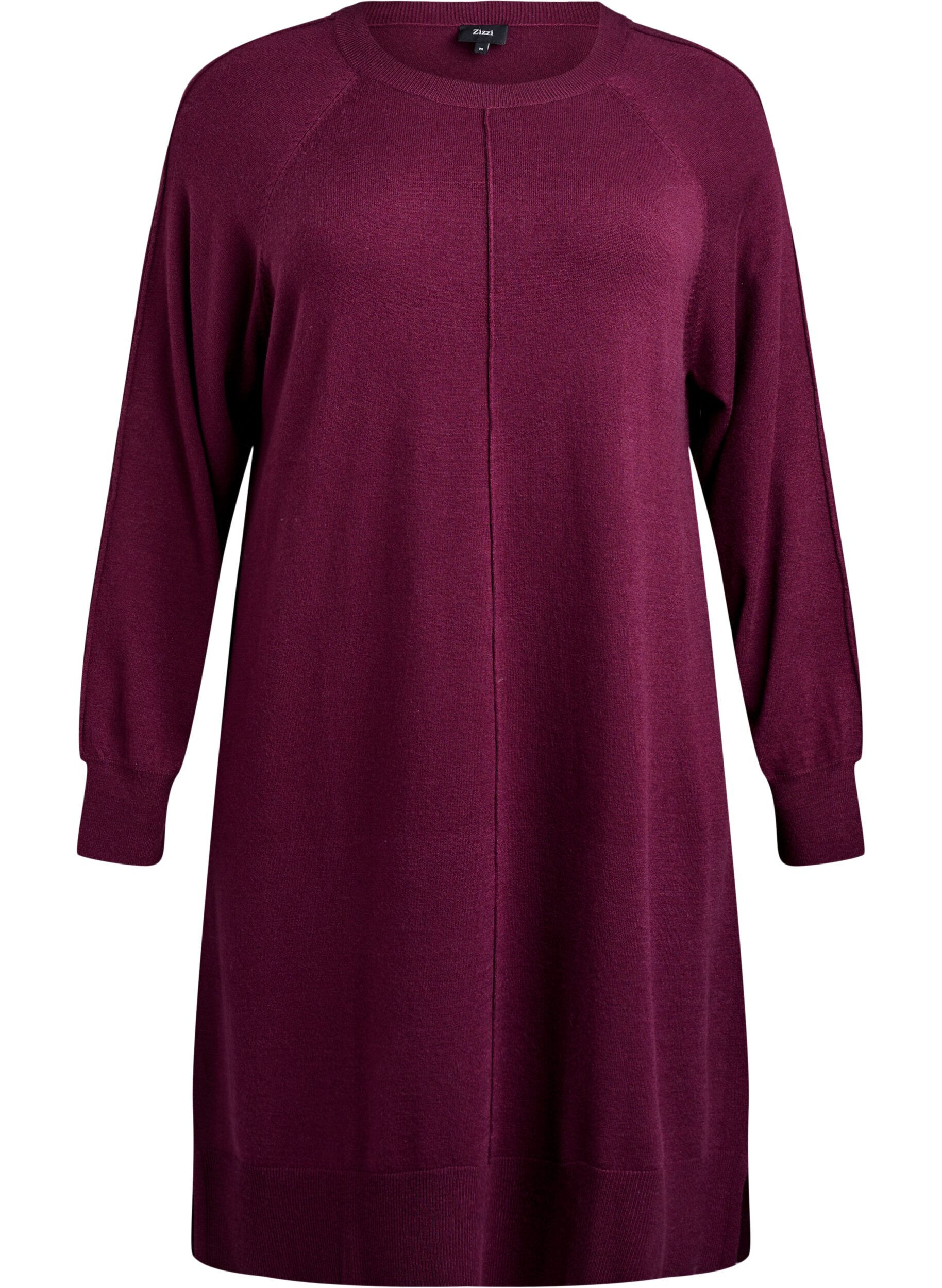 ZizziStrickkleid mit Raglan&auml;rmeln und Mittelnaht, Rot, Packshot image number 0