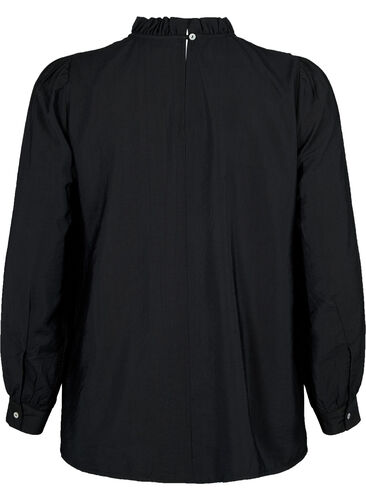 Viskose-Bluse mit Rüschen, Black, Packshot image number 1