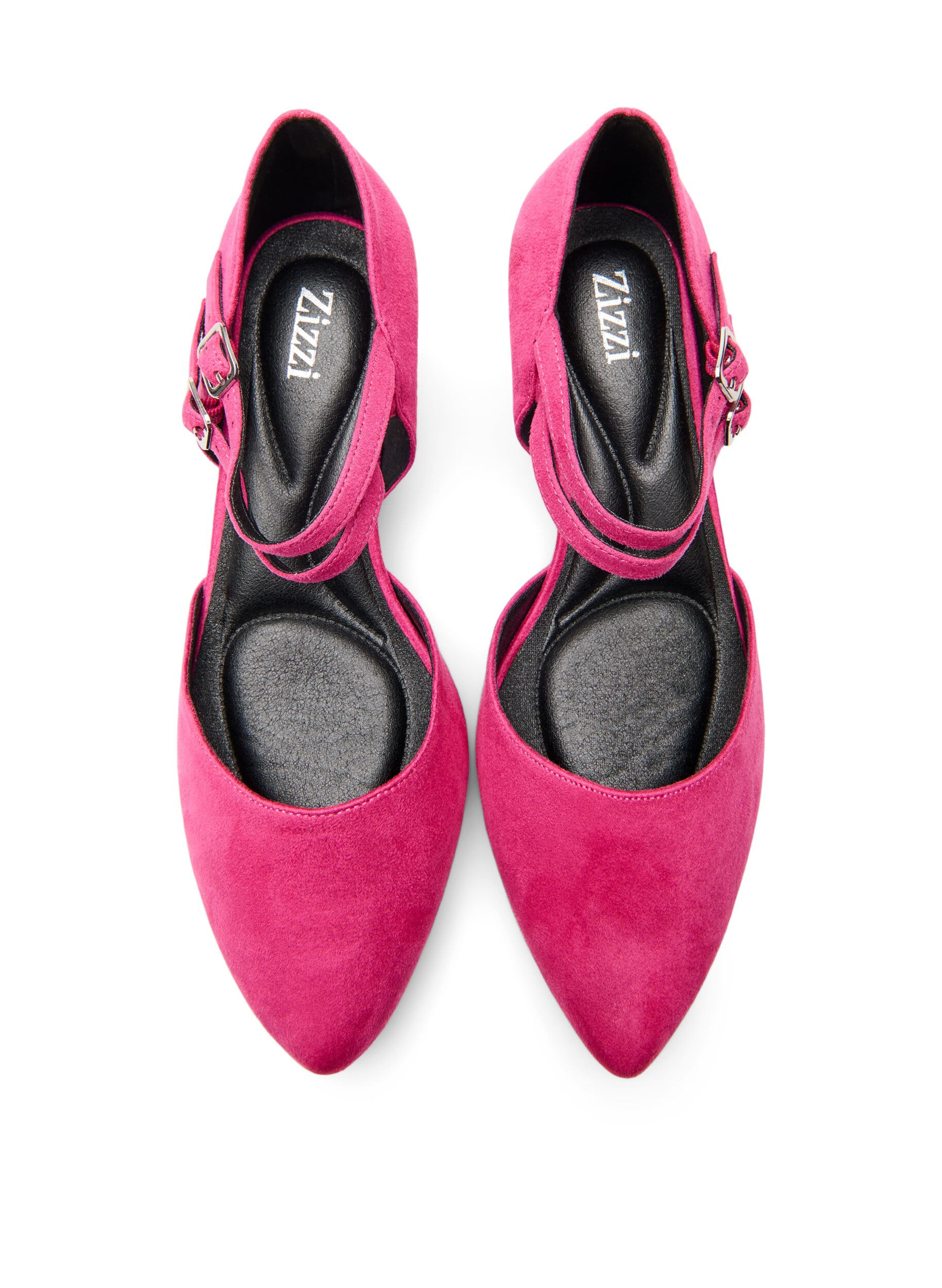 Zizzi Pumps mit doppelten Riemen, Pink, Packshot image number 2