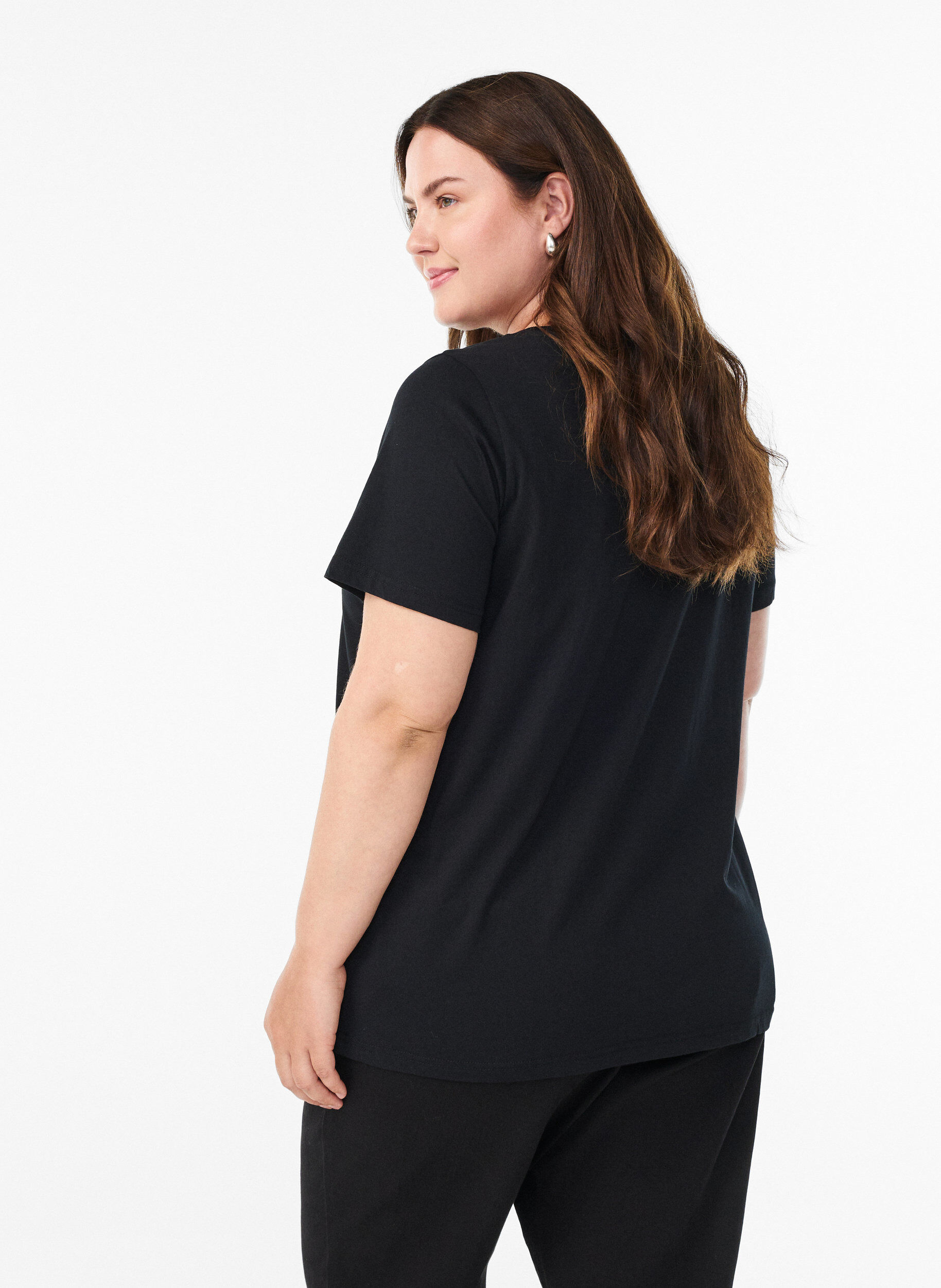 Zizzi Weihnachts-T-Shirt aus Bio-Baumwolle, Schwarz, Model image number 2