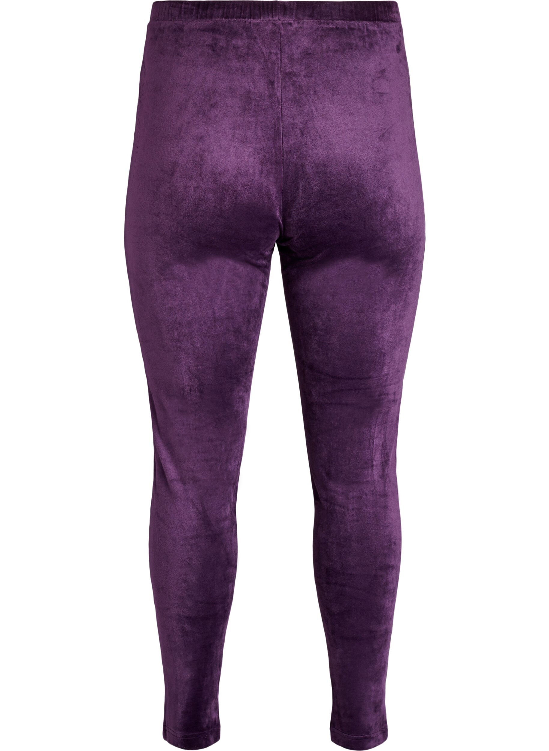 Zizzi Figurbetonte Leggings aus Velours, Lila, Packshot image number 1
