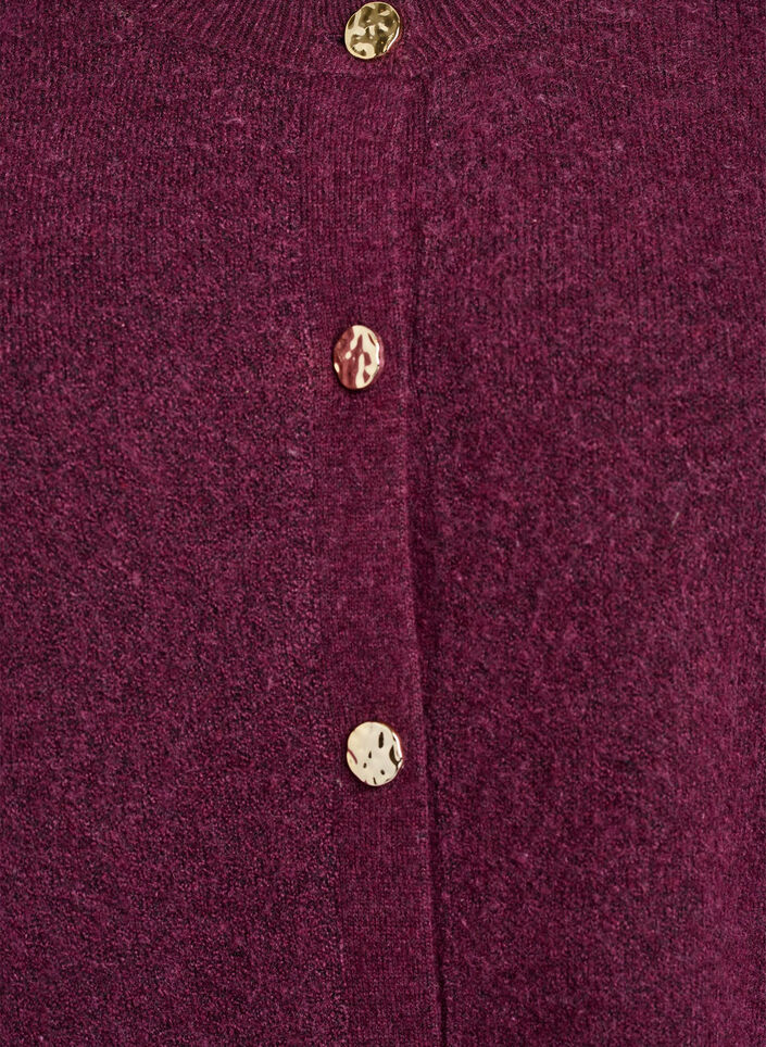 Cardigan aus weichem Strick mit goldfarbenen Knöpfen, Dunkles Bordeaux, Packshot image number 2