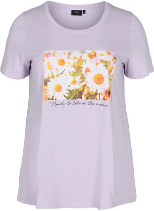 T-Shirt aus Baumwolle mit A-Linie und Aufdruck, Thistle Fl. Picture, Packshot image number 0