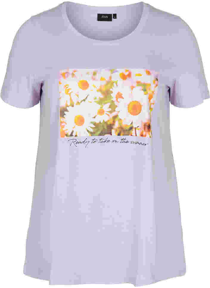 T-Shirt aus Baumwolle mit A-Linie und Aufdruck, Thistle Fl. Picture, Packshot image number 0