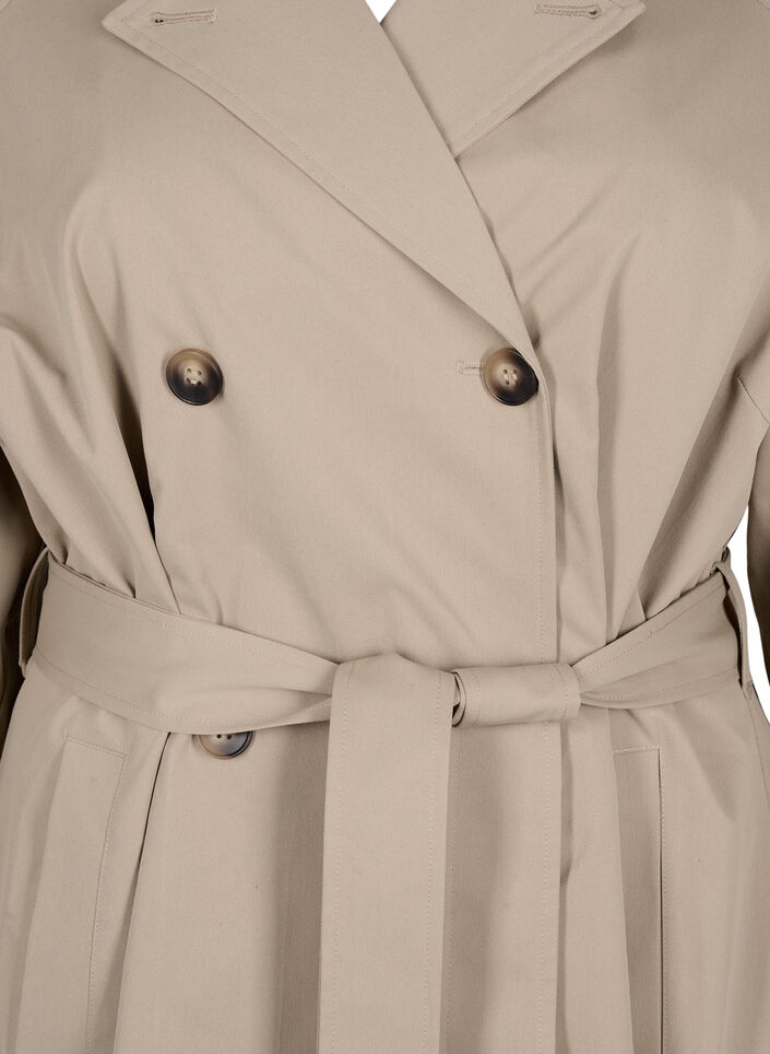 Klassischer langer Trenchcoat mit Gürtel, Chinchilla, Packshot image number 2