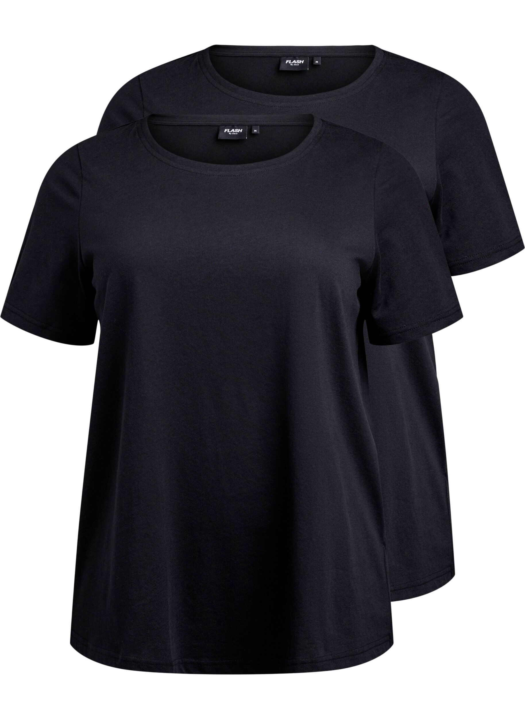 Zizzi FLASH - 2er-Pack T-Shirts mit Rundhalsausschnitt, Black/Black, Packshot image number 0