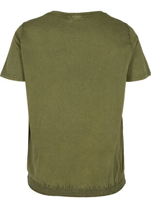 Kurzarm T-Shirt mit Acid Wash und Smock, Ivy Green acid wash, Packshot image number 1