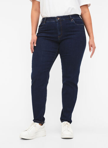 Slim Fit Emily Jeans mit normaler Taille, Dark blue, Model image number 2