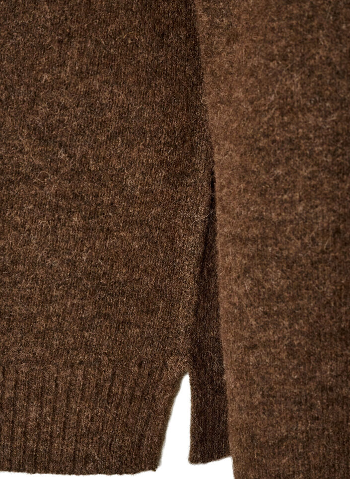 Locker gestrickte Bluse mit Alpaka und Wolle, Braun, Packshot image number 3