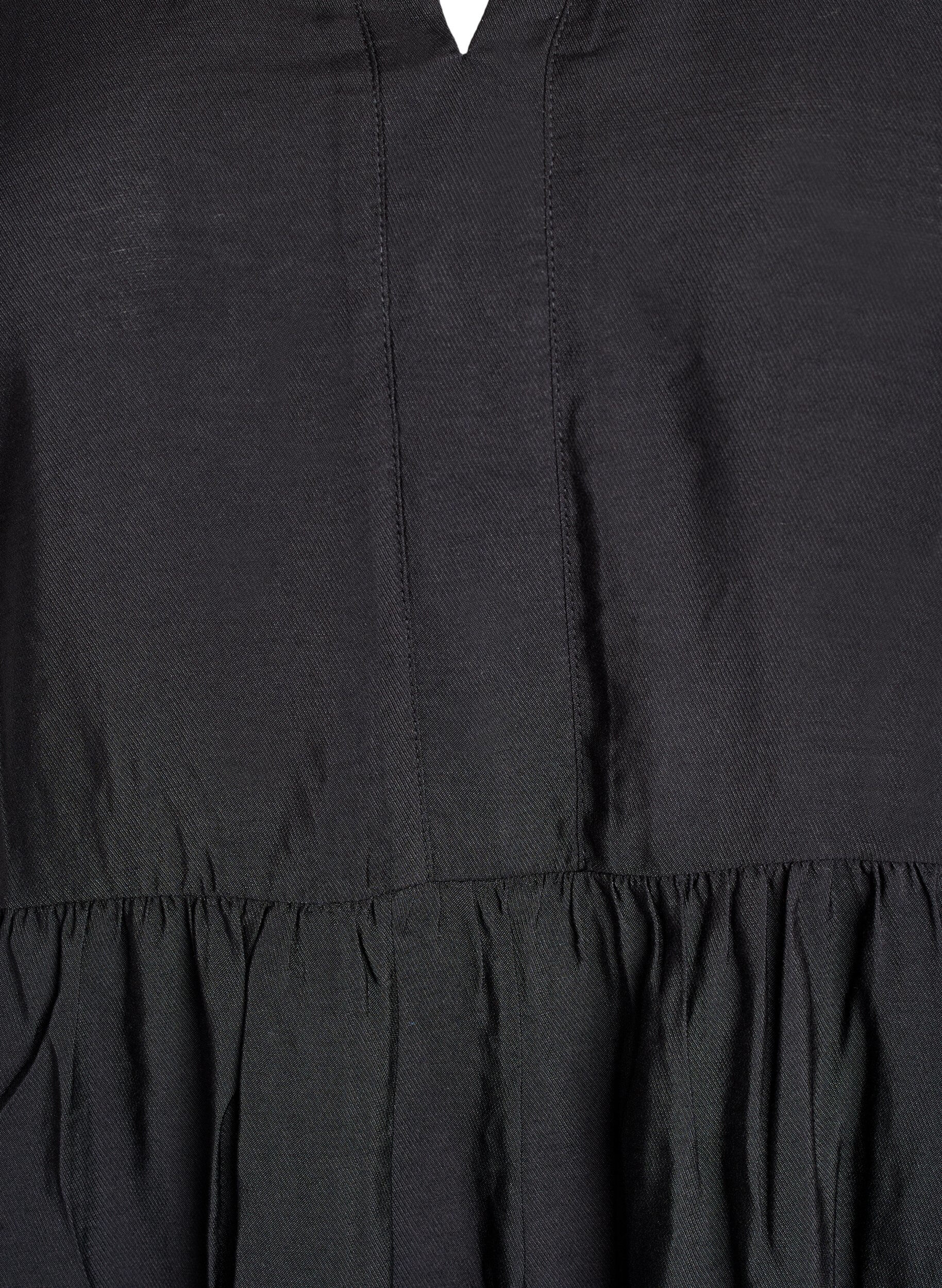 Zizzi A-Linien-Kleid mit R&uuml;schenkragen, Schwarz, Packshot image number 2