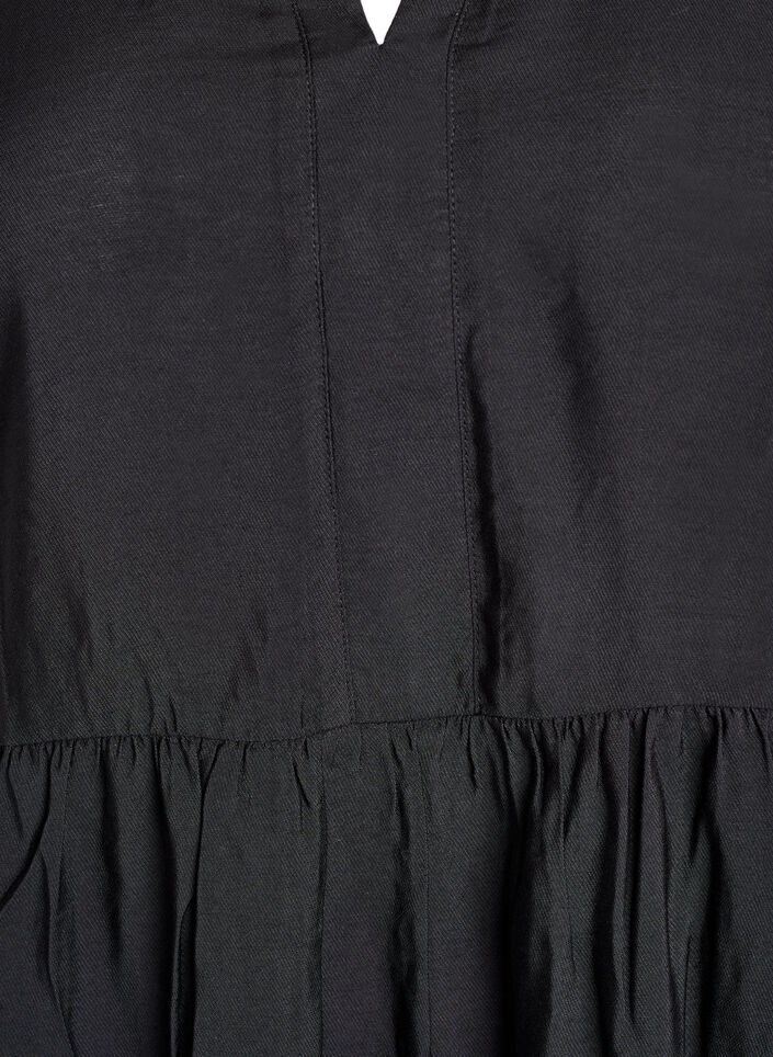 A-Linien-Kleid mit Rüschenkragen, Schwarz, Packshot image number 2