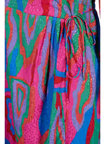 Bedrucktes Wickelkleid mit langen Ärmeln, Colorfull Art Print, Packshot image number 3
