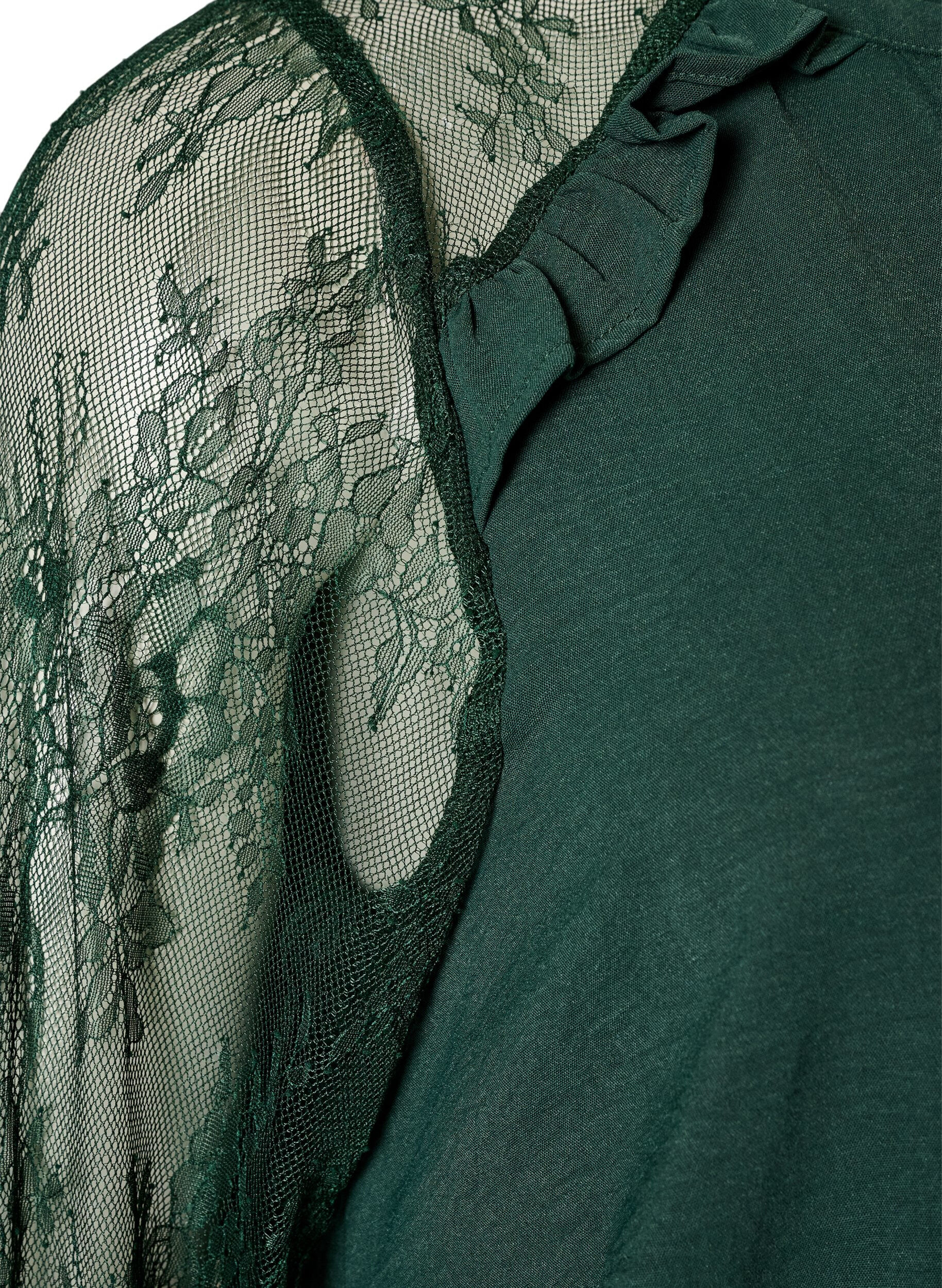 ZizziTunika mit transparenten &Auml;rmeln aus Spitze, Gr&uuml;n, Packshot image number 3