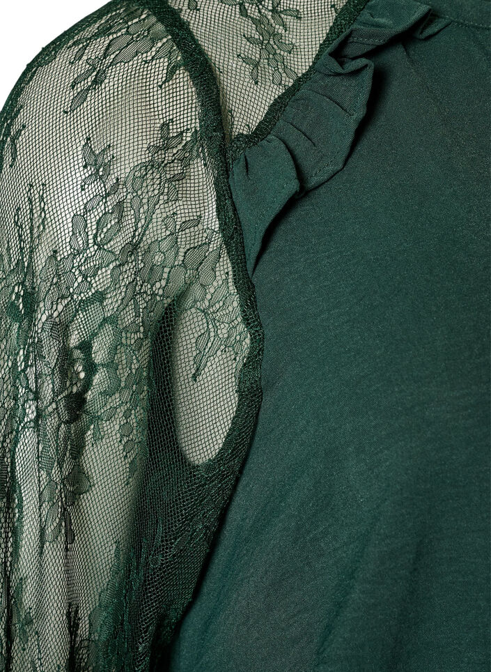 Tunika mit transparenten &Auml;rmeln aus Spitze, Gr&uuml;n, Packshot image number 3