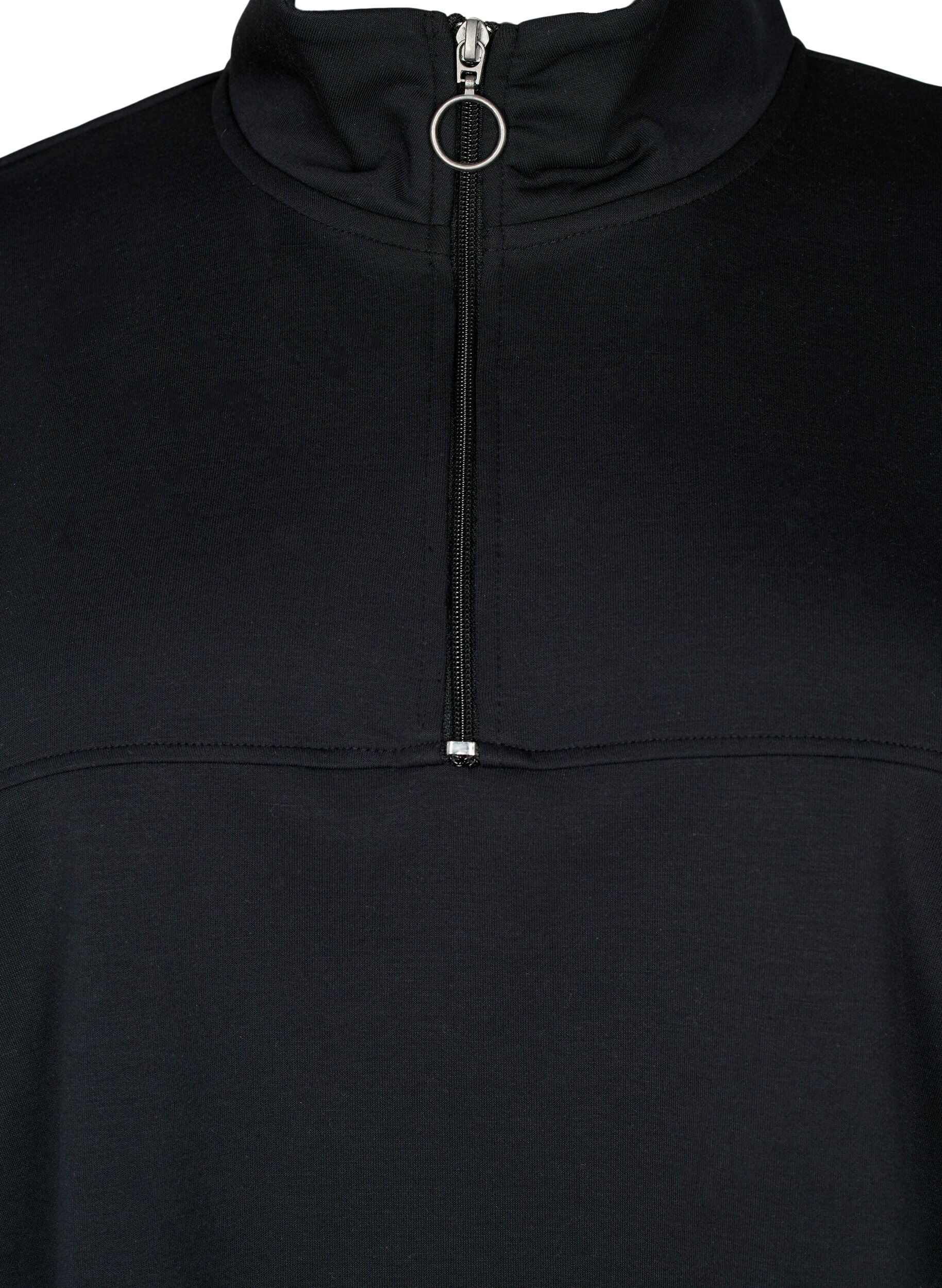 Zizzi Sweatshirt aus Modalmischung mit hohem Halsausschnitt, Black, Packshot image number 2