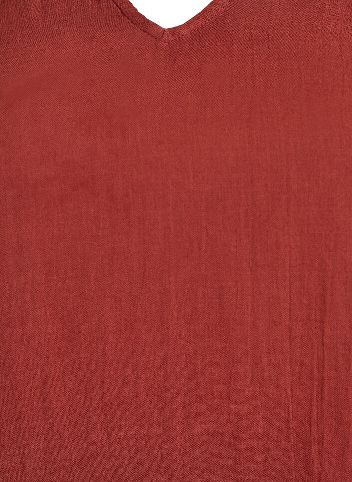 &Auml;rmelloses Oberteil aus Baumwollmusselin mit R&uuml;schen, Rot, Packshot image number 2