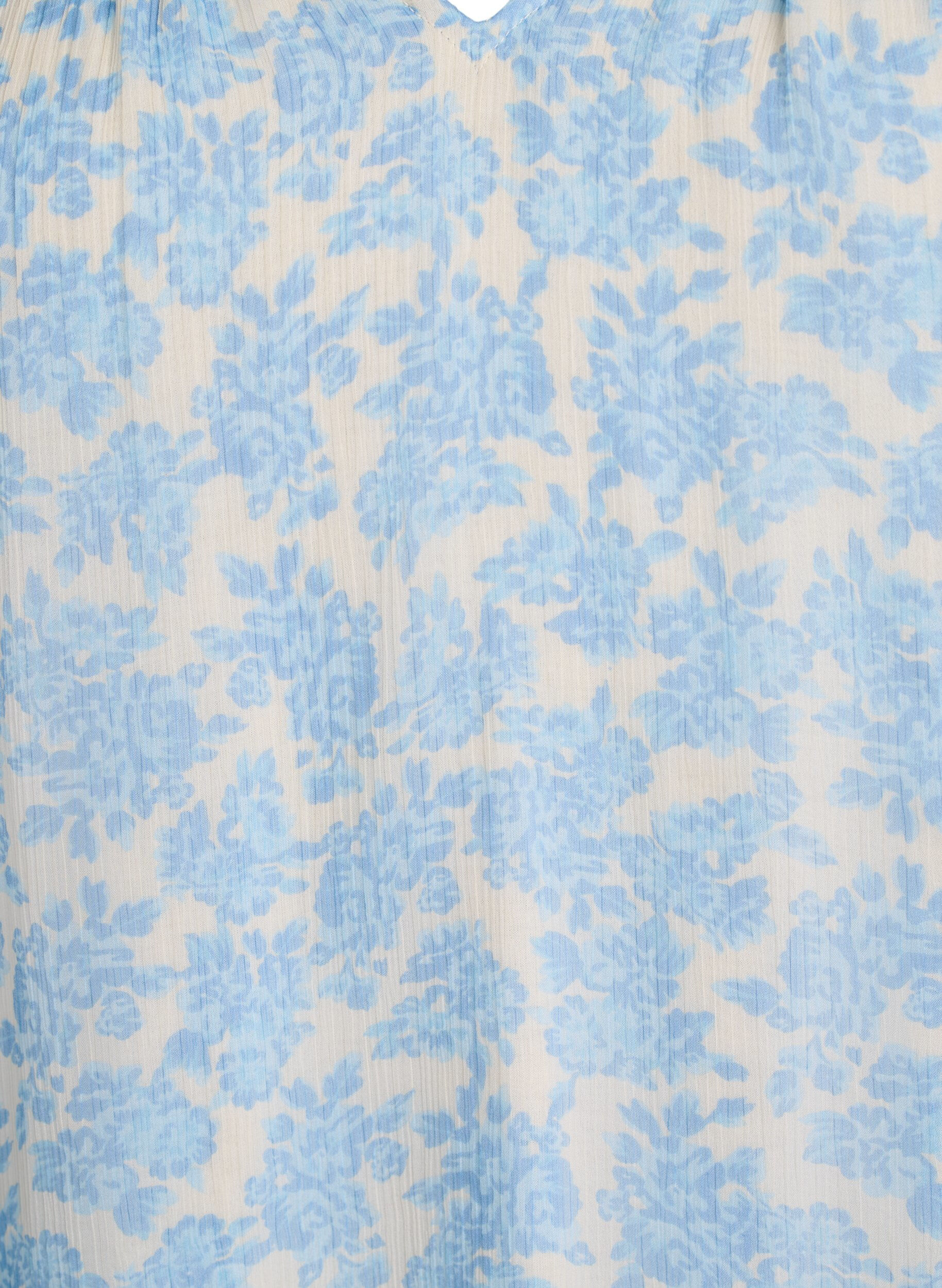 Zizzi Chiffonbluse mit Blumenprint und H&auml;kelborte, Blau, Packshot image number 2