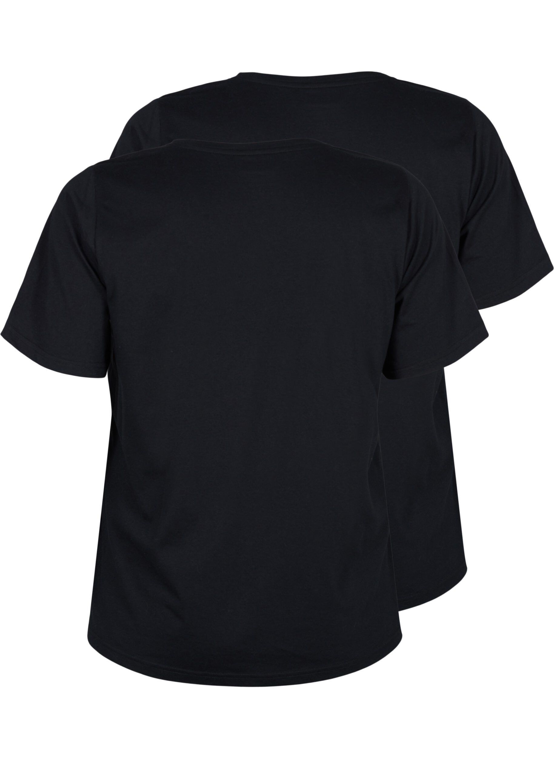 Zizzi FLASH - 2er-Pack T-Shirts mit V-Ausschnitt, Black/Black, Packshot image number 1