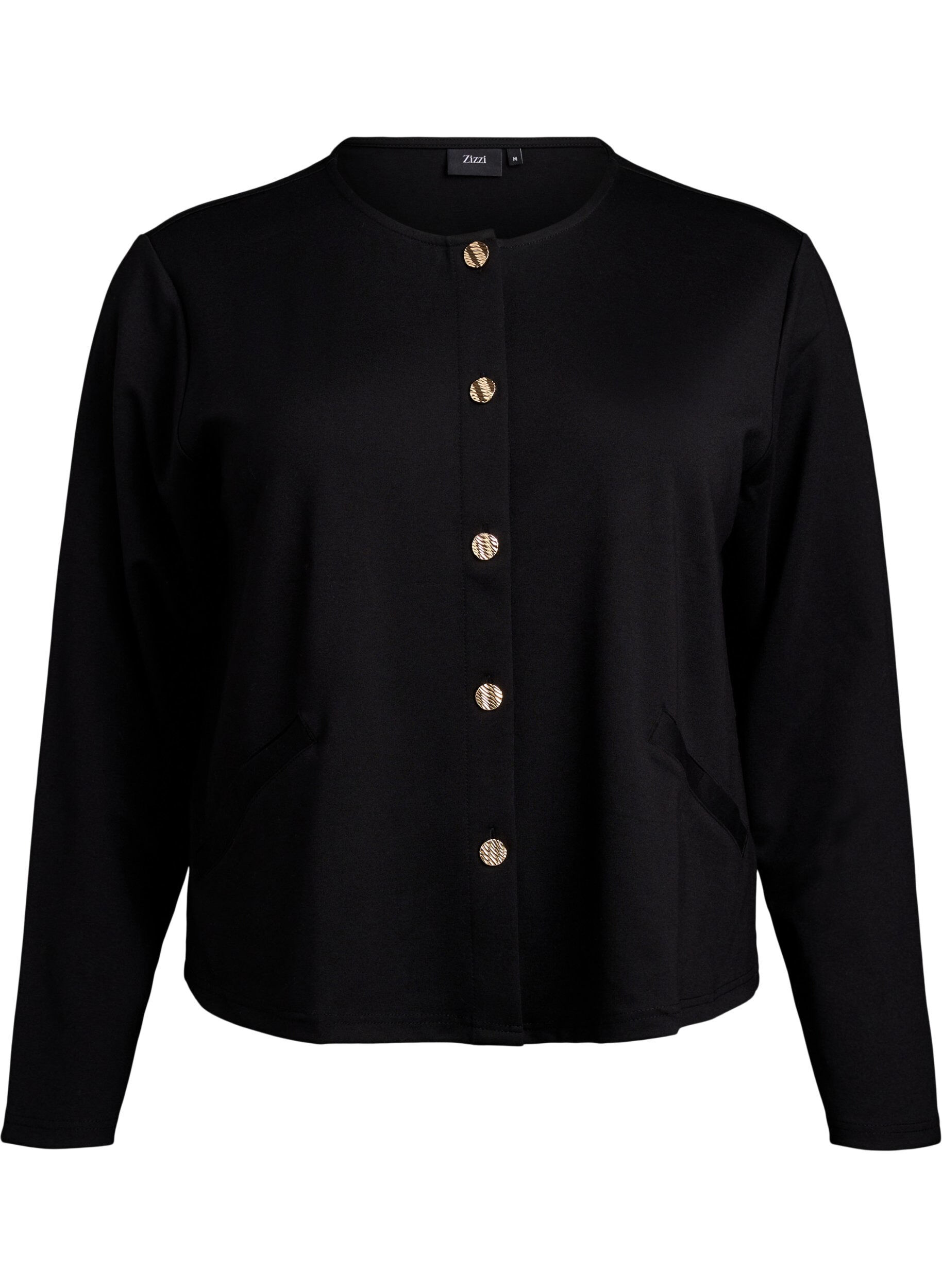 Zizzi Strickjacke mit Zierkn&ouml;pfen und langen &Auml;rmeln, Black, Packshot image number 0