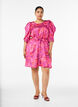 Gebl&uuml;mtes Kleid mit Puff&auml;rmeln und Bindeg&uuml;rtel, Pink, Model image number 1