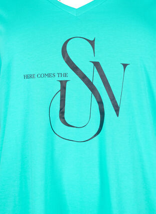 T-Shirt aus Baumwolle mit Druck, Turquoise SUN, Packshot image number 2
