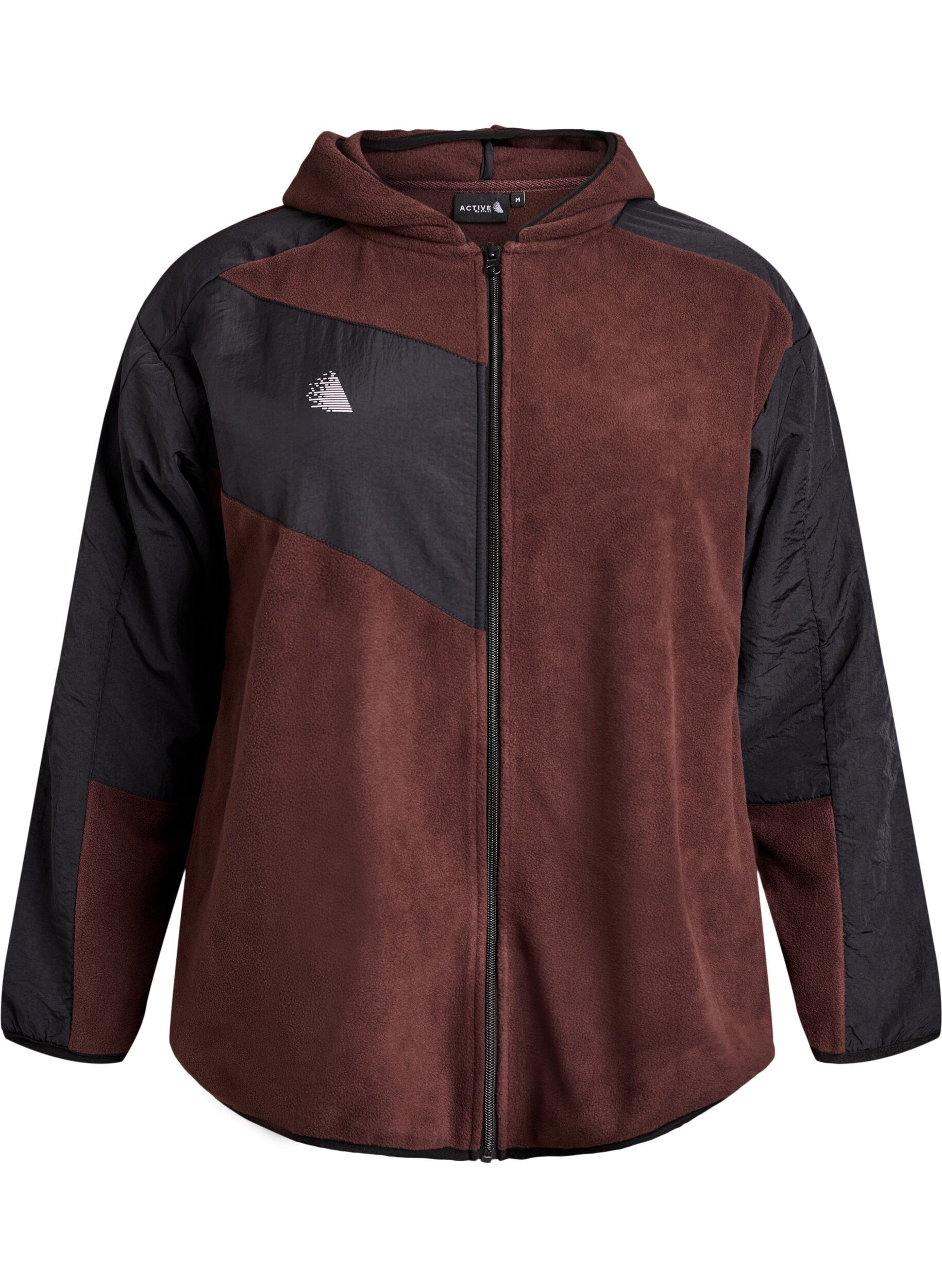 Zizzi Fleecejacke mit Kapuze und Taschen, Braun, Packshot image number 0