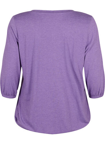 Melange-Bluse mit V-Ausschnitt, Deep Lavender Mél, Packshot image number 1