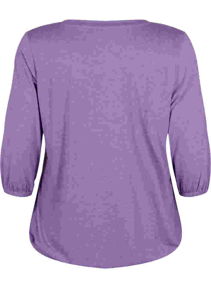 Melange-Bluse mit V-Ausschnitt, Deep Lavender Mél, Packshot image number 1