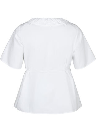  Kurzärmelige Bluse mit Rüschendetail, Bright White, Packshot image number 1