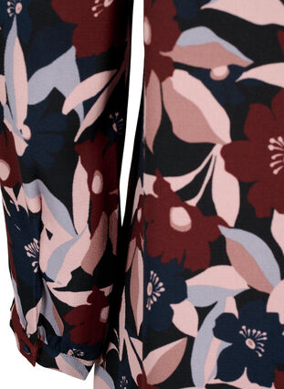 Kleid mit V-Ausschnitt und Aufdruck, Black R. Flower AOP, Packshot image number 3