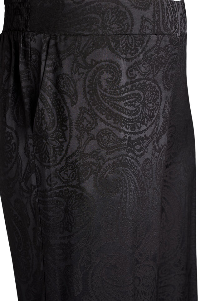 Weite Hose mit Paisleymuster und hoher Taille, Schwarz, Packshot image number 2