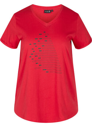 Trainings-T-Shirt aus Baumwolle mit Aufdruck, Haute Red, Packshot image number 0