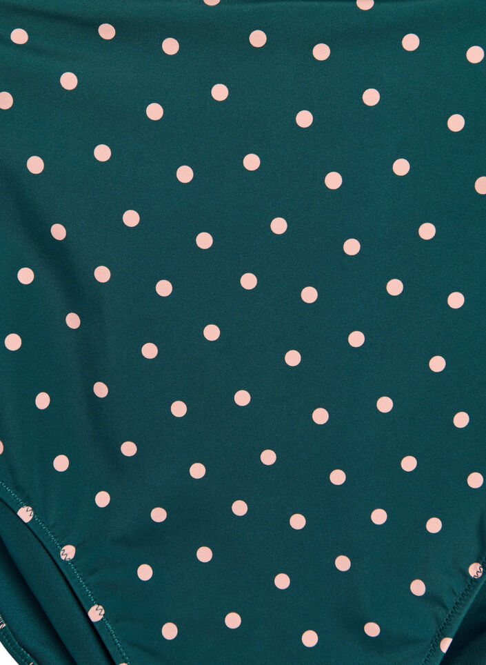 Hoch taillierte Bikinihose mit Polka Dots., Grün, Packshot image number 2
