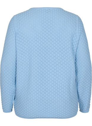 Gestrickte Bluse aus Bio-Baumwolle mit langen Ärmeln, Chambray Blue, Packshot image number 1