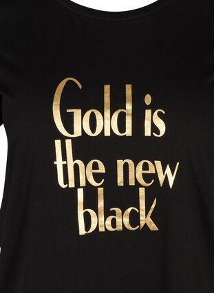 T-Shirt aus Baumwolle mit Aufdruck auf der Brust, Black GOLD IS THE, Packshot image number 2